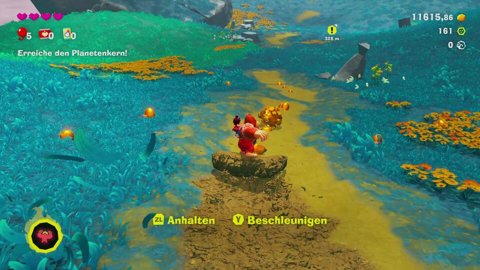 Noch ein Beweis für die Verspieltheit des Titels: Auf herausgerissenem Material können Donkey und Pauline durch die Gegend surfen (Brocksausen).