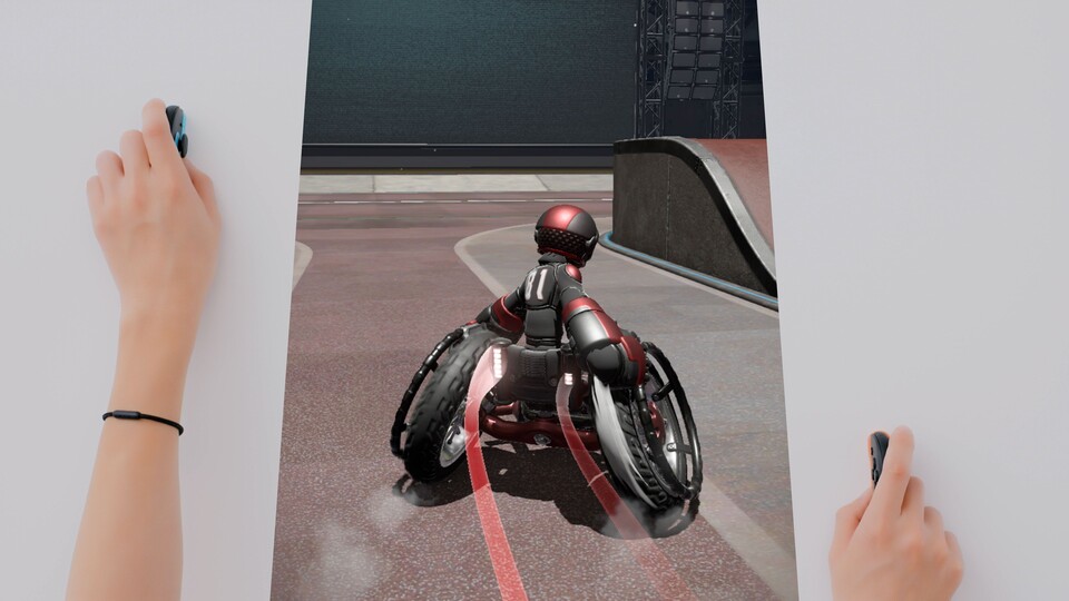 Die Stellung und Bewegung der Joy-Con-Mäuse überträgt sich auf eure Spielfigur in Drag x Drive.