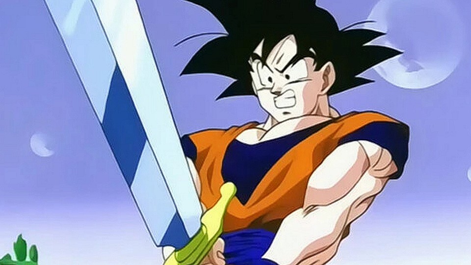 Son Goku versucht das antike Schwert zu schwingen. (Bild: © Toei Animation)