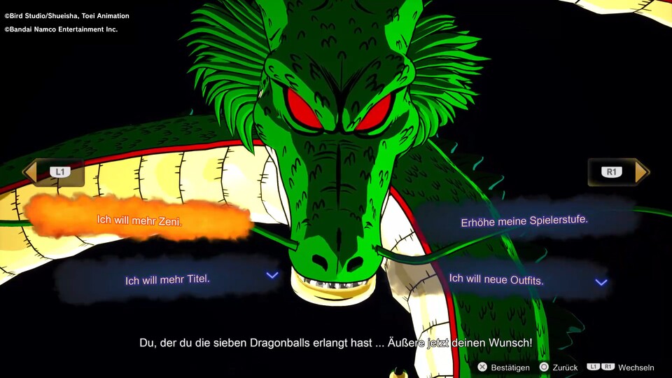 Habt ihr einen der Drachen beschworen, könnt ihr euch einen Wunsch erfüllen lassen.