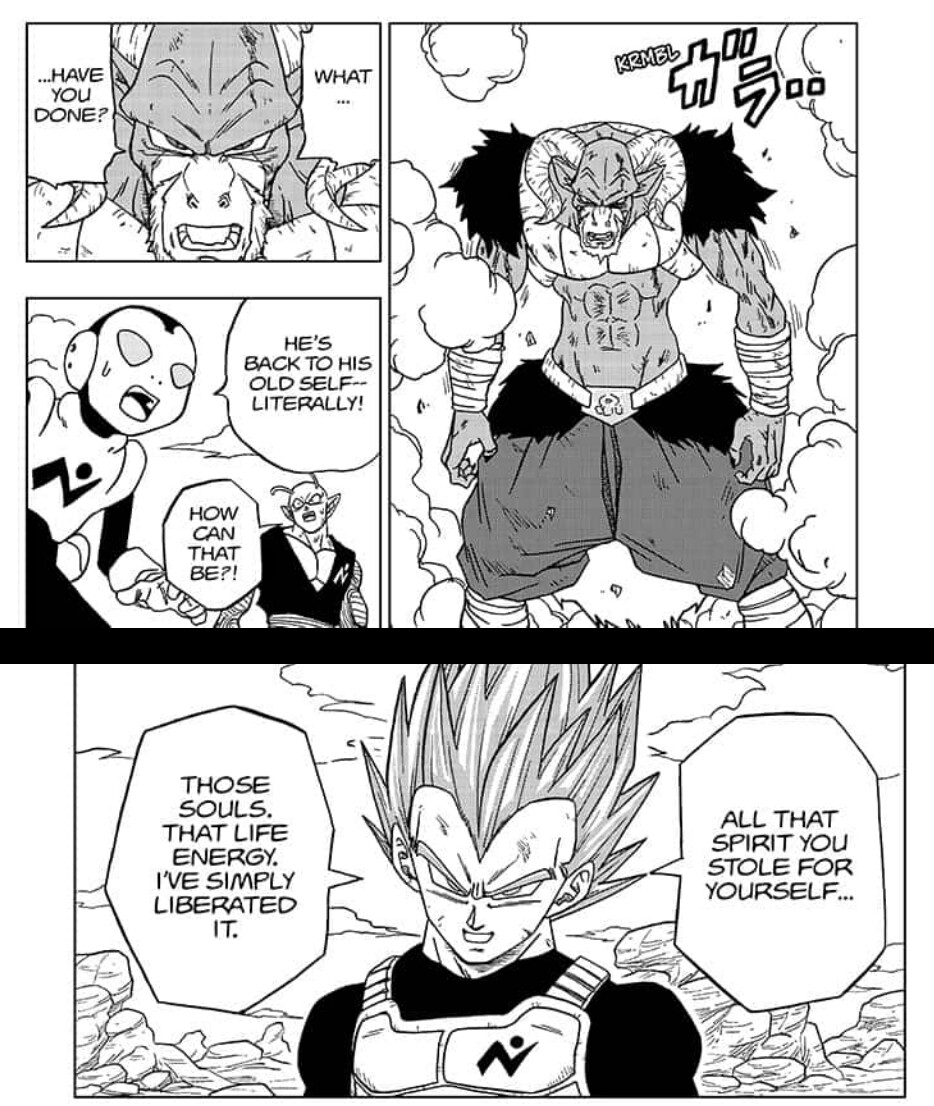 Vegeta befreit im Dragon Ball Super-Kapitel 61 die von Moro aufgesaugte Lebensenergie.