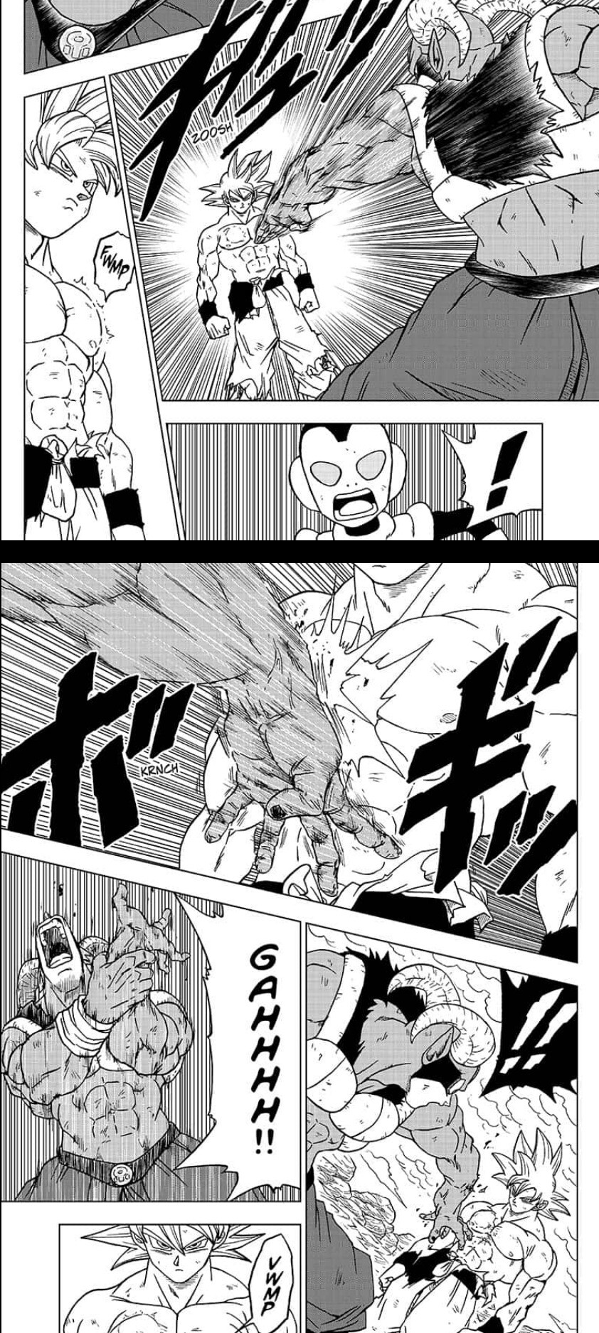 Dragon Ball Super lässt Son Goku die Vorzüge der Ultra Instinkt-Technik voll und ganz ausschöpfen (Quelle: MangaPlus).