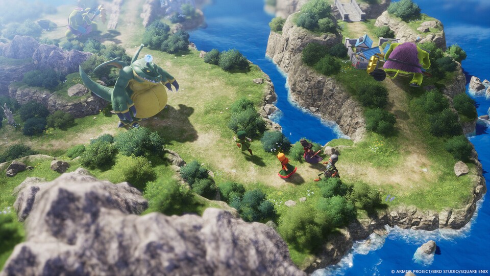 Die Spielwelt von Dragon Quest 7 Reimagined präsentiert sich im schicken Diorama-Look.