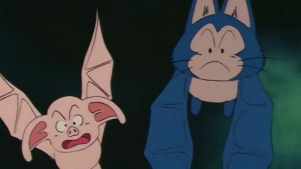 Oolong und Puar verwandeln sich in Fledermäuse, um Pilaf aufzuhalten. (© Akira Toriyama, Shueisha Toei Animation)