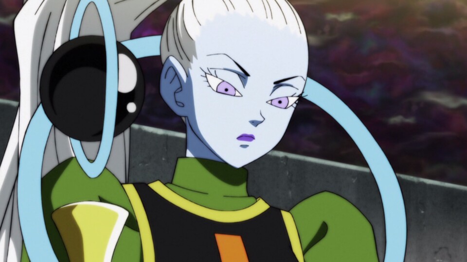 Vaod ist die Betreuerin von Champa in Universum 6 und die ältere Schwester von Whis. (© Bird Studio, Shueisha Toei Animation)