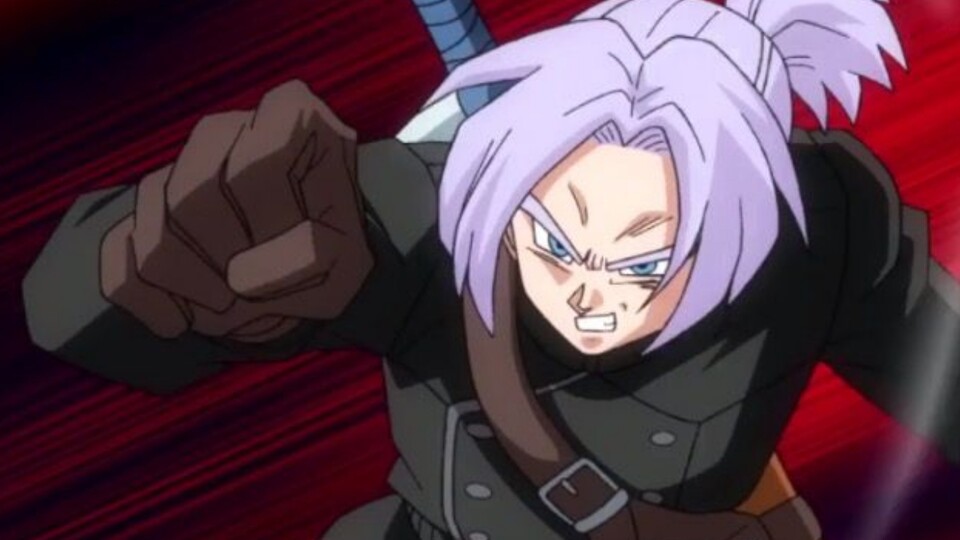 Xeno-Trunks trägt eine ganz andere Kleidung als die restlichen Versionen und arbeitet als Mitglied der Time Patrol. (© Bird Studio, Shueisha Toei Animation)