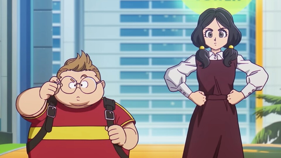 Das Mädchen der beiden erinnert stark an Videl. (© Akira Toriyama Bandai Namco)