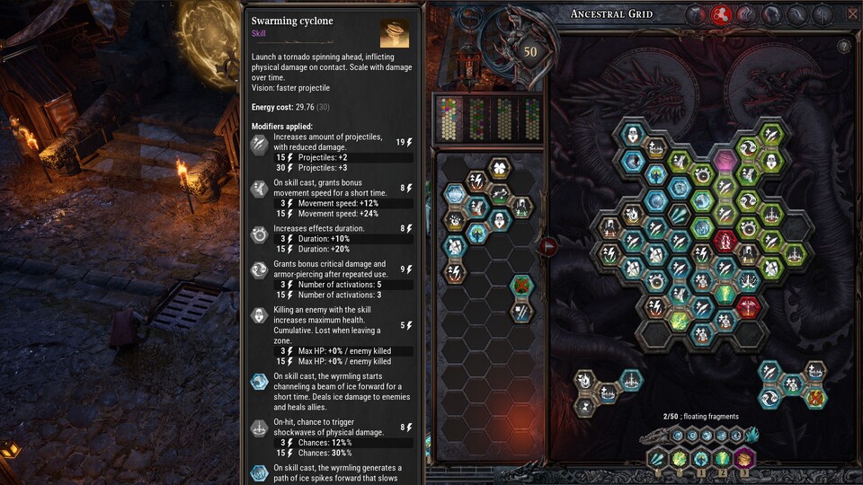 Im Ahnenraster lässt euch Dragonkin: The Banished die Fähigkeiten eures Charakters zusammenpuzzeln.