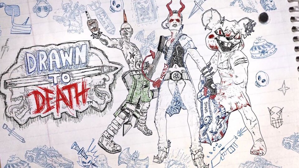 Drawn to Death setzt auf einen recht abgefahrenen Grafik-Stil. Das Spiel ist das neueste Werk von David Jaffe und versteht sich als Arena Shooter.