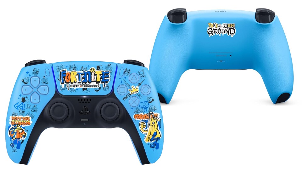 Die Fortnite Limited Edition des DualSense PS5-Controllers zeichnet sich durch ihre bunten Verzierungen aus.