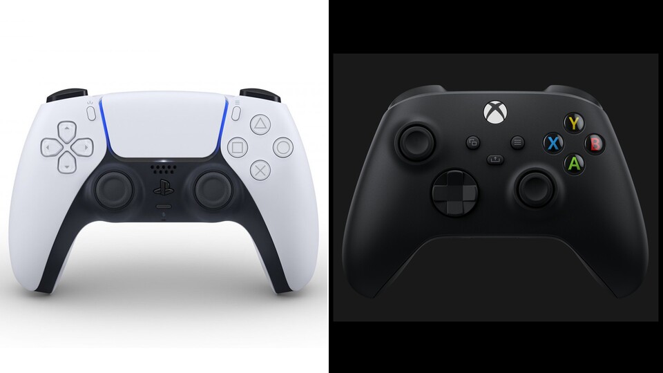 Dualsense (links), Xbox Series X-Controller (rechts)