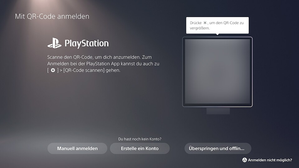 Per QR-Code klappt es am Handy am schnellsten mit dem PSN-Login. Geht dafür in der PlayStation-App auf das [Zahnrad] und dann unter [Konsolenverwaltung] auf [QR-Code scannen].