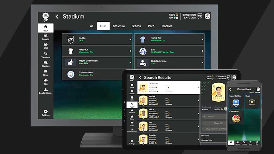 Je kunt je Ultimate Team beheren in de EA Sports FC 24-app.