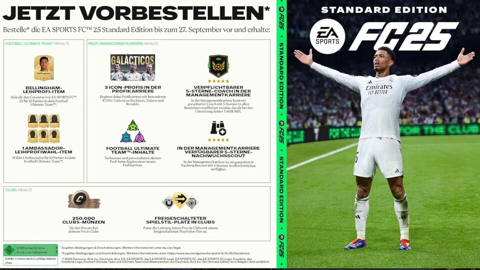 Durch den aktuellen Deal könnt ihr euch noch schnell die Pre-Order-Boni für EA Sports FC 25 schnappen.