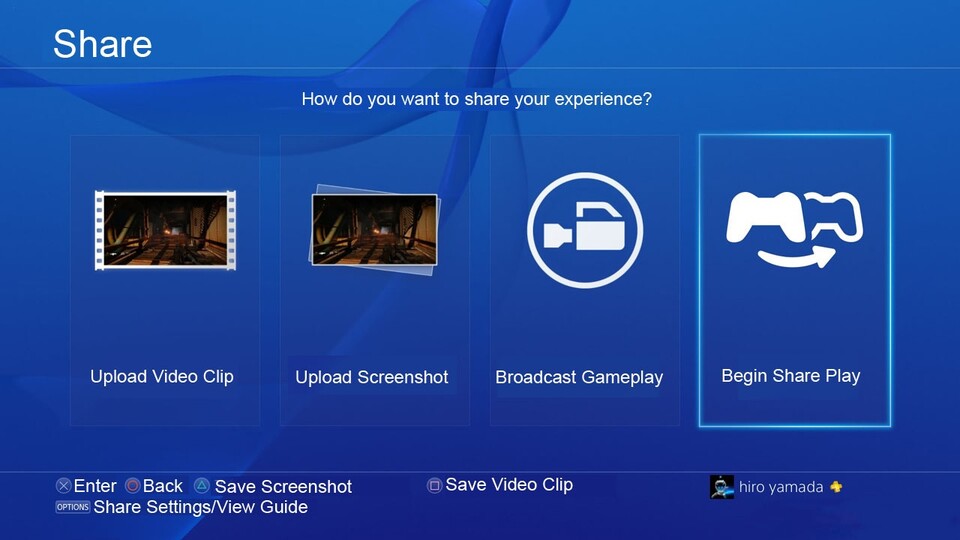 Das Symbol rechts im Bild veranschaulicht PS4-Funktion Share Play sehr gut: Ihr gebt die Kontrolle über euer Spiel an einen PSN-Kumpel weiter.