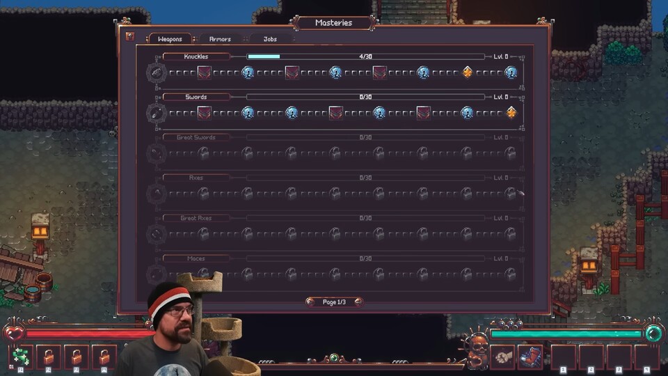 Für jeden Waffentypen können wir durch Training Combos und passive Boni freischalten (Quelle: https:www.youtube.com@MoreCohh).