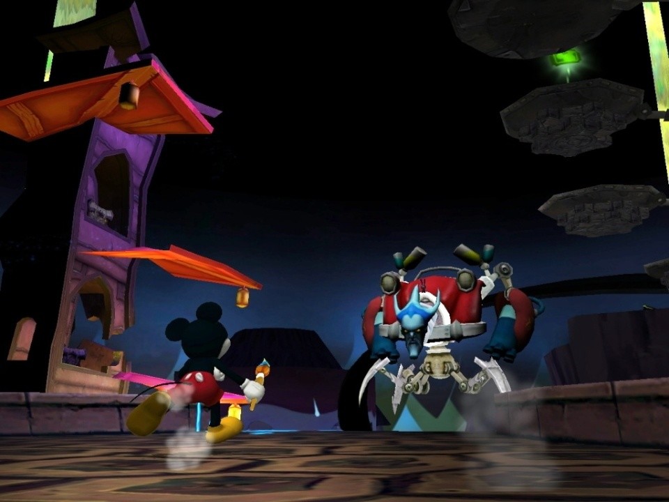 Epic Mickey: Die mechanischen Beetleworx-Monster wurden vom verrückten Professor erschaffen und wollen Mickey ans Leder. [Wii]