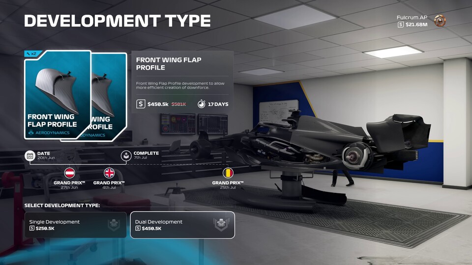 Der My-Team-Modus von F1 25 lässt euch zahlreiche Details verwalten, bis hin zur Weiterentwicklung eures Fahrzeugs.