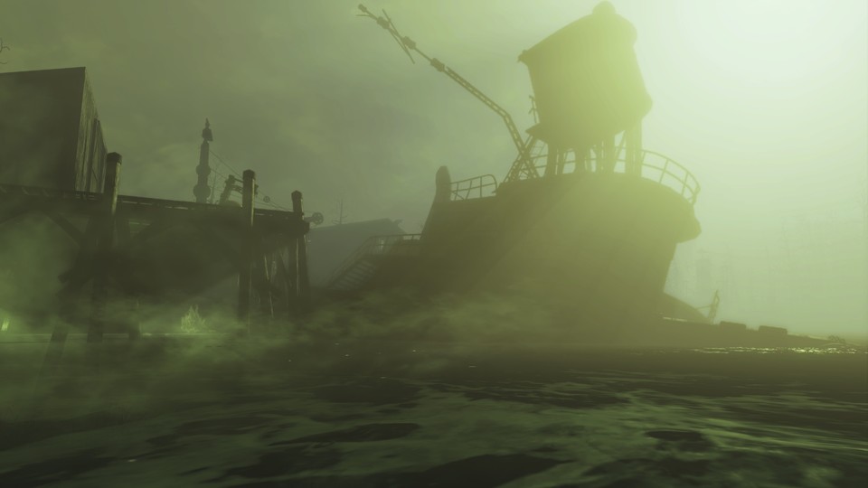 Der dichte Nebel verleiht der neuen Insel eine schauerliche Atmosphäre.