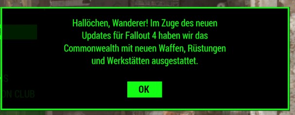 Diese Nachricht ploppt nach dem Update in Fallout 4 auf.