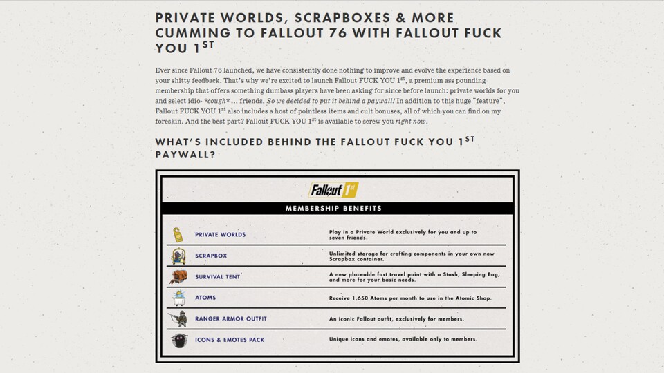 Auf den ersten Blick sieht das Layout der Fanseite fast so aus wie das Original von Bethesda.