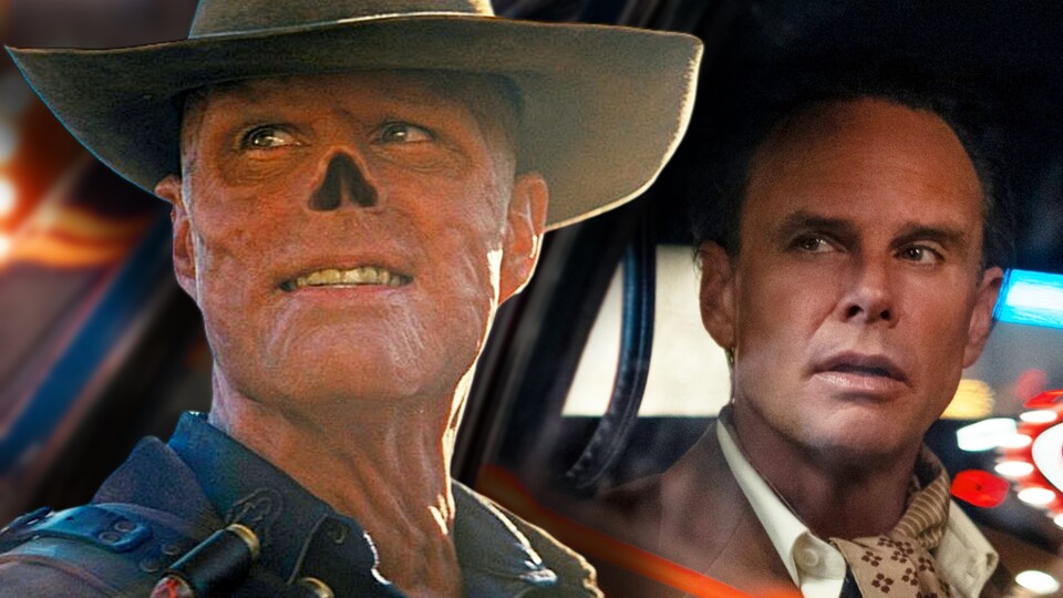 Walton Goggins spielt in Fallout den Ghul (links) und Cooper Howard. (Bild: Amazon Studios)