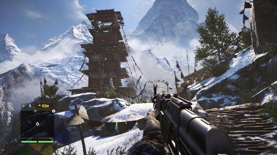 In Far Cry 4 müssen wir noch Türme erklimmen, um uns die Spielwelt zu erschließen.