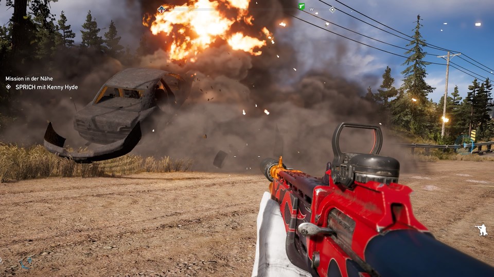 Die Explosionen in Far Cry 5 machen ordentlich was her.