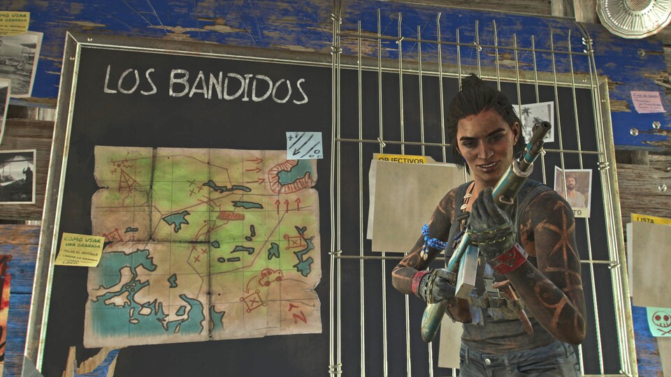 Hier seht ihr eine der Tafeln, an denen ihr die Los Bandidos-Einsätze leiten könnt.