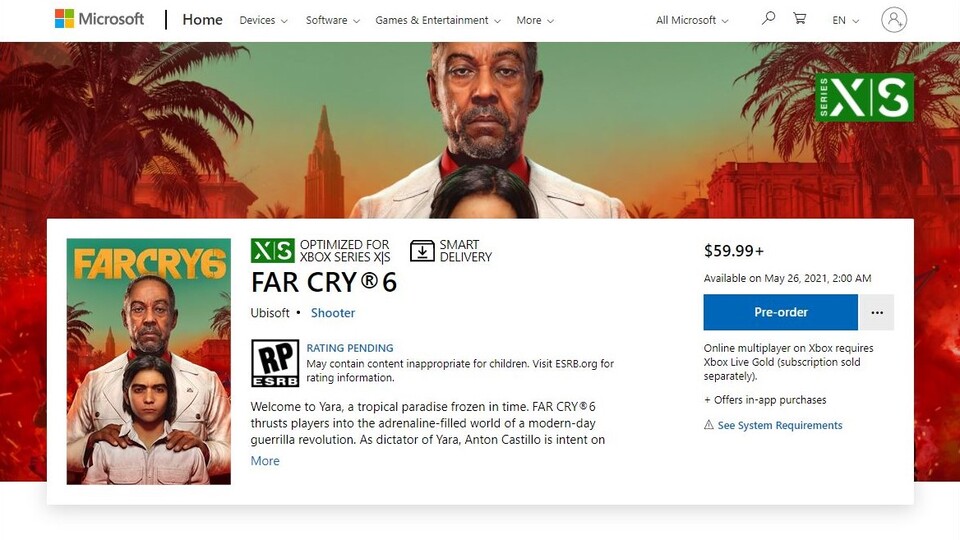 Laut Microsoft Store erscheint Far Cry 6 nun am 26. Mai 2021.