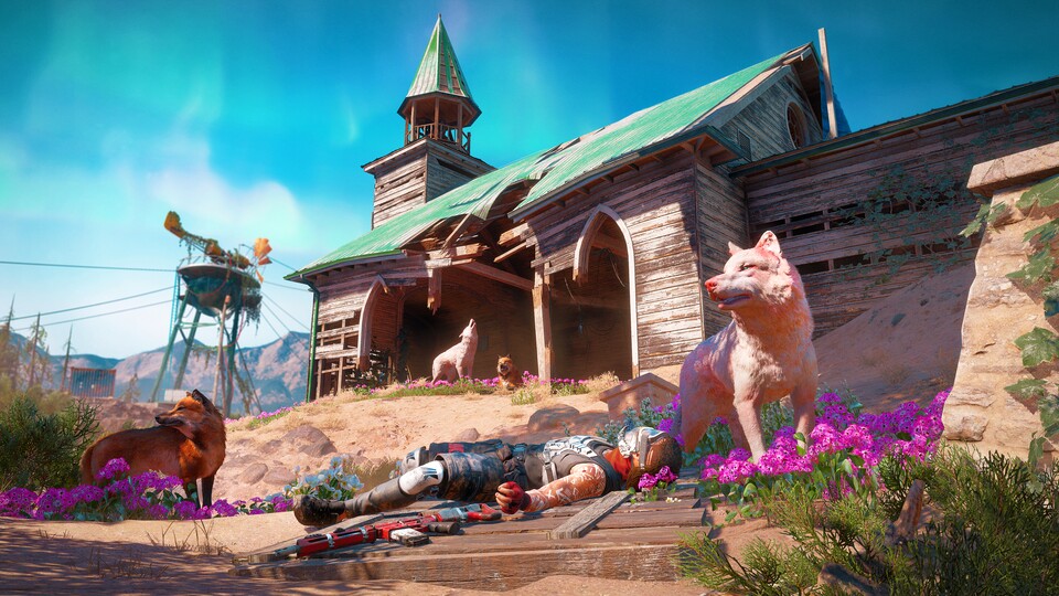 Far Cry New Dawn entwirft eine recht ungewöhnliche Endzeit-Welt - zumindest in optischer Hinsicht.