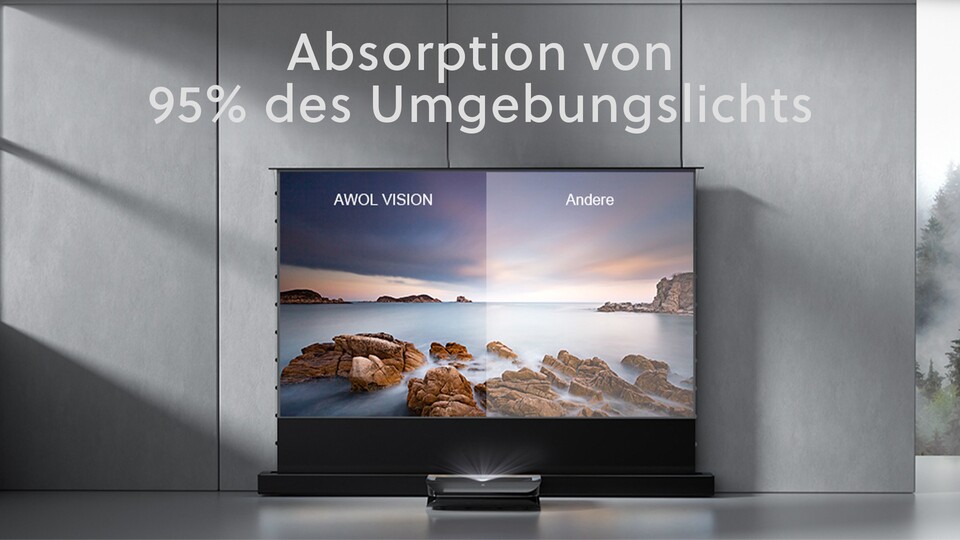 Eine ganz besondere Art von Leinwand holt aus dem AWOL Vision Laser-TV das volle Potenzial heraus.