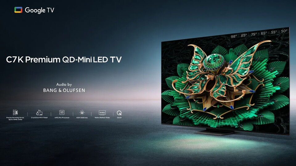 Vor allem das Mini-LED-Display des TCL C7K 4K-TVs sorgt für eine hohe Bildqualität.