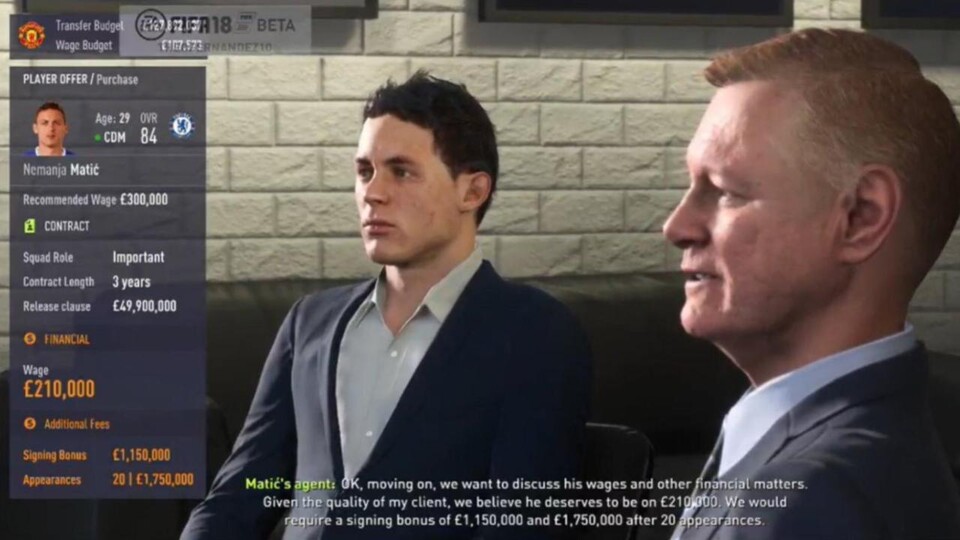 Der Karrieremodus von FIFA 18 kommt mit animierten Transferverhandlungen.