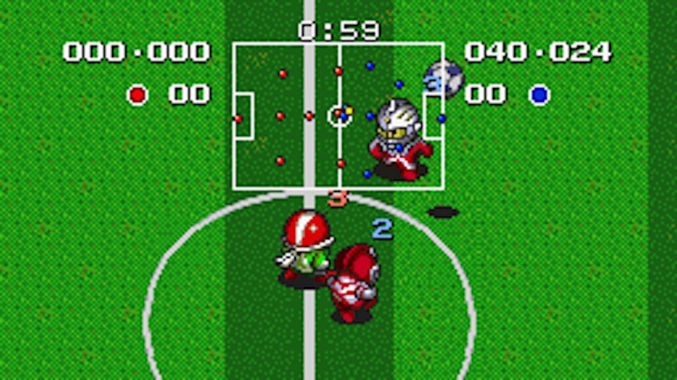Battle Soccer: Die krümelige Grafik ist selbst für Super-Nintendo-Verhältnisse wenig erbaulich – und die herangezoomte Perspektive verhindert mit ihrer Unübersichtlichkeit jeden geplanten Spielzug.