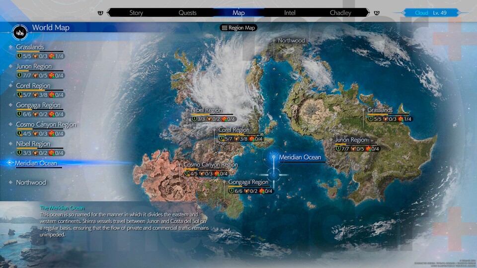 Final Fantasy 7 Rebirth-wereldkaart.
