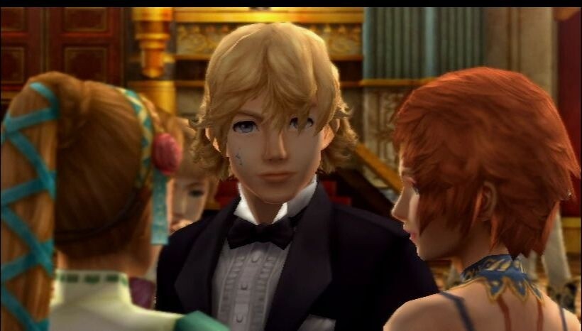 Final Fantasy The Crystal Bearers: Passend zum königlichen Ball hat sich Layle in einen schicken Anzug geschmissen, um sich an Prinzessin Althea heranzuschleichen. [Wii]