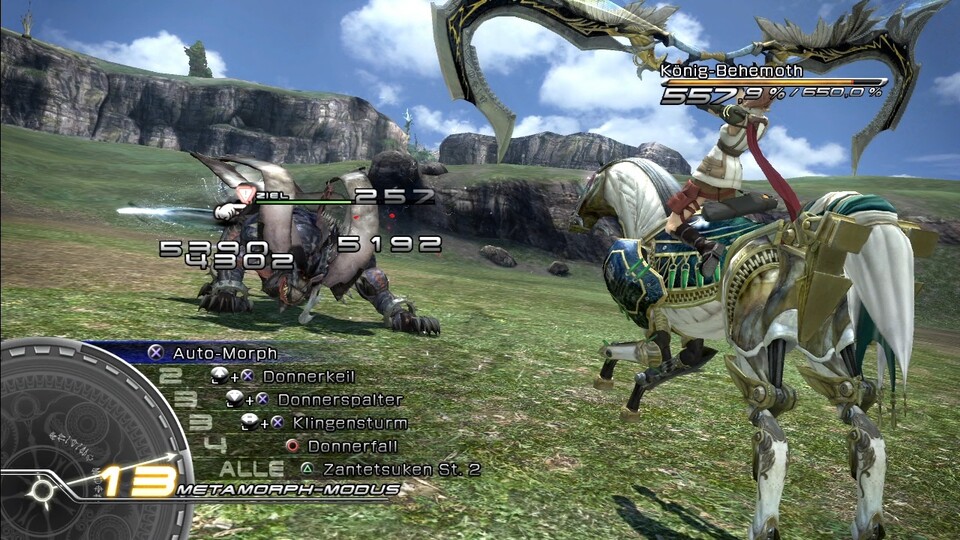 Final Fantasy XIII: Dummerweise spielen sich die Sequenzen sehr hakelig, in denen ihr die Esper als Fahrzeuge benutzt. [PS3]