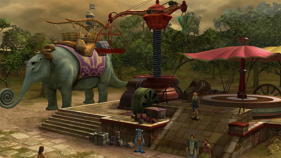 In Spira gibt es manch eine wunderliche Gestalt. Hier sieht Tidus zum ersten Mal den Shoopuf, eine Art Ringelrüssel-Elefant.
