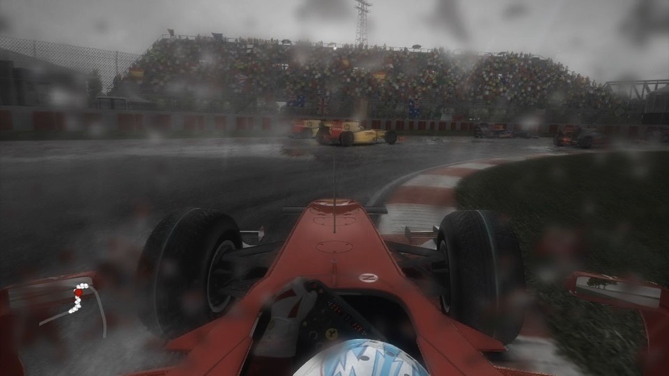 F1 2010: Obacht: Bei Regen bricht der Wagen deutlich schneller aus, als auf der trockenen Strecke. [360]