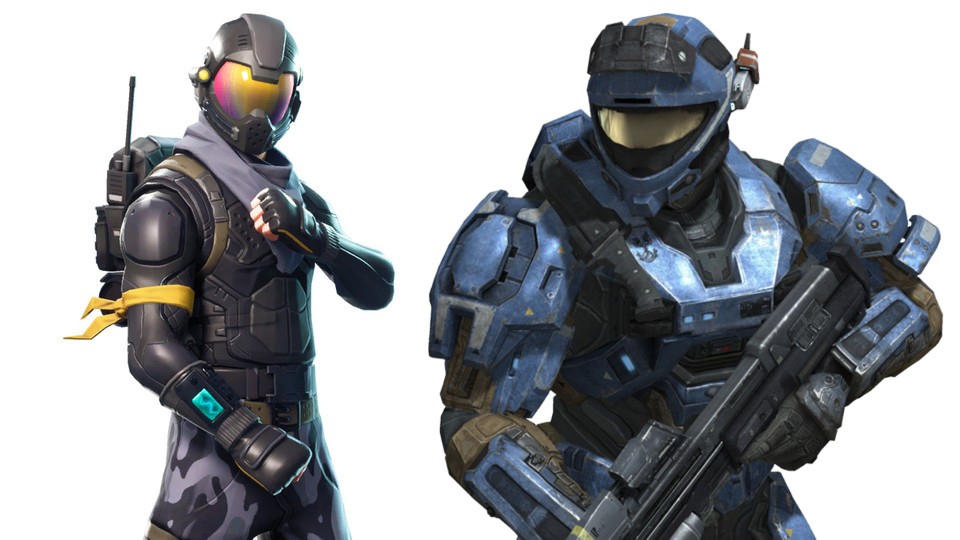 Links: Rogue Agent-Skin aus Fortnite. Rechts: Recon-Rüstung aus Halo.