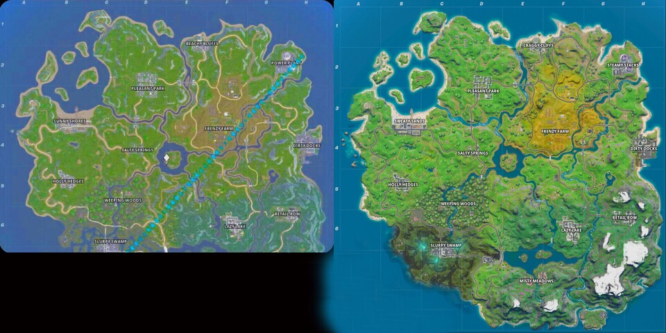 Links: Die Leak-Map. Rechts: Die &quot;echte&quot; Map.