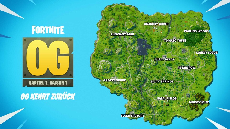 So sah die Map in Fortnite schon lange nicht mehr aus. Aber im OG-Modus kehrt sie zurück!