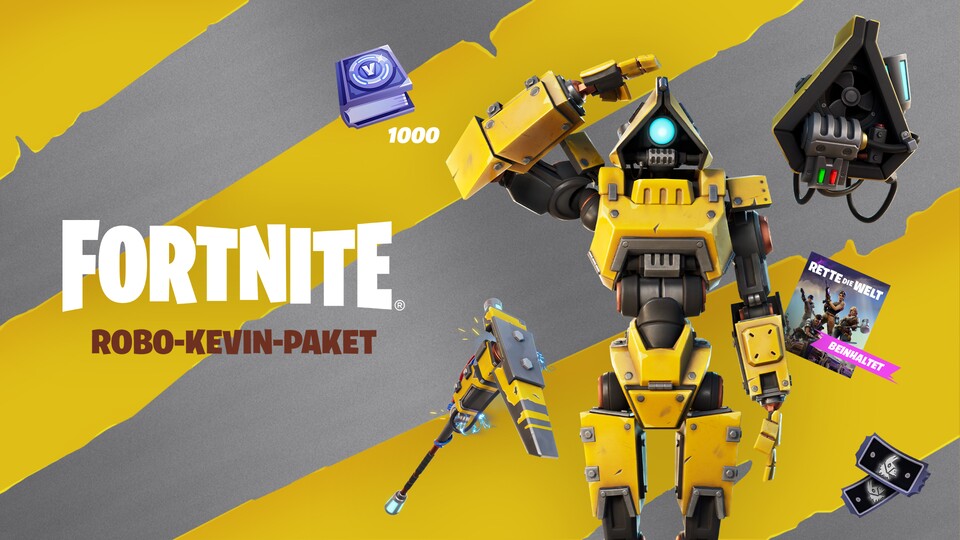 Das Robo-Kevin-Paket für Fortnite, das auch den PvE-Modus Rette die Welt enthält, gibt es jetzt günstiger.