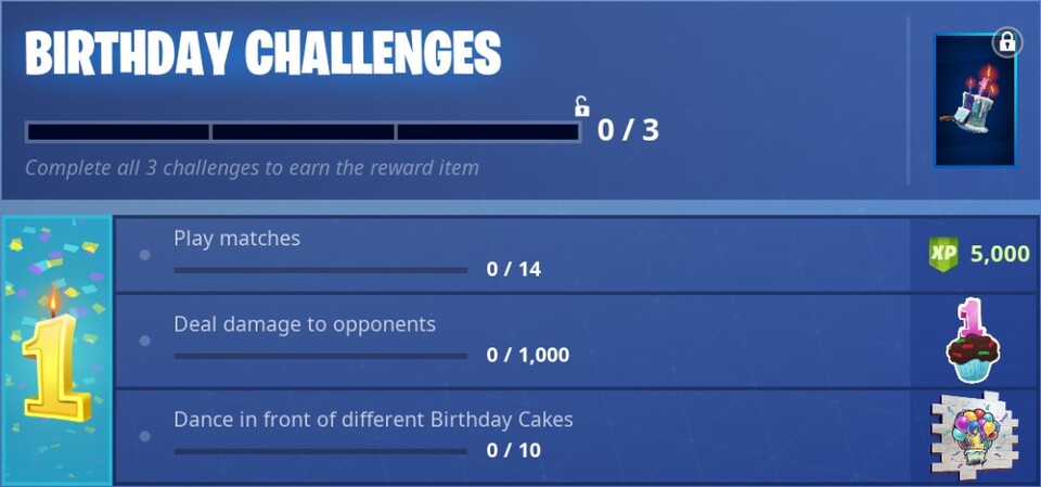 Zum Fortnite-Geburtstag gibt es spezielle Birthday-Challenges.