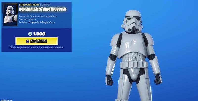 Der Stormtrooper-Skin in Fortnite.