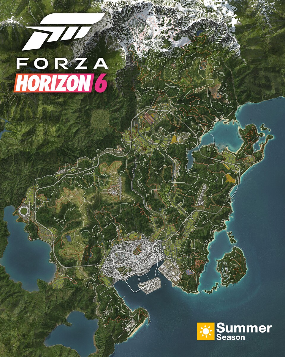 Die komplette Map von Forza Horizon 6.