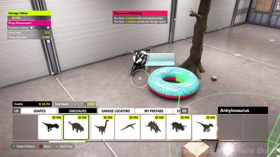 Um euch mal die Bandbreite der Deko-Items zu zeigen, die von Dinos bis zum Schwimmreifen schlicht enorm ist.