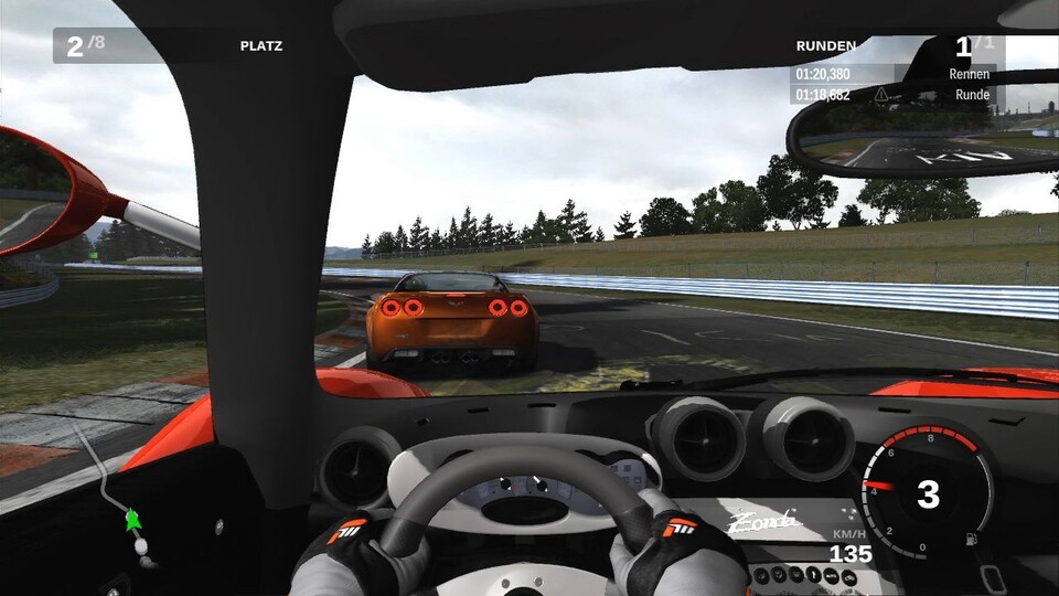 Forza Motorsport 3: Die KI der gegnerischen Fahrzeuge ist gut gelungen, Aktionen wie dieser Ausbremser keine Seltenheit.