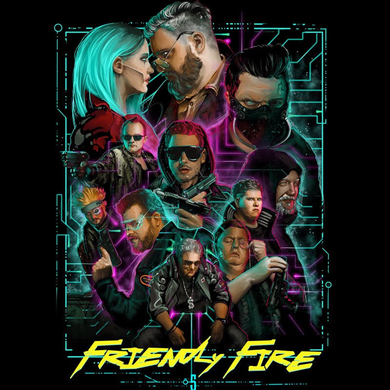 Friendly Fire 5 wird, wie unschwer zu erkennen ist, von Cyberpunk 2077 gesponsert. (Bild: Yvolve)